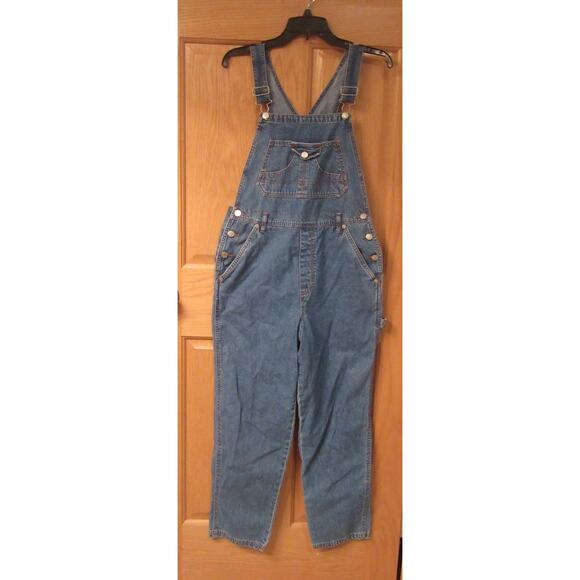 Arizona Jeans Bib Overalls Blue Jeans Denim Baggy Carpenter Large 12/14 - Picture 1 of 10